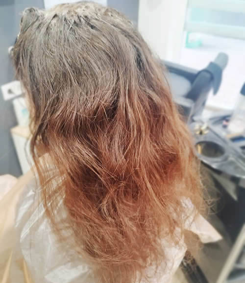 Peluquera profesional haciendo un brushing