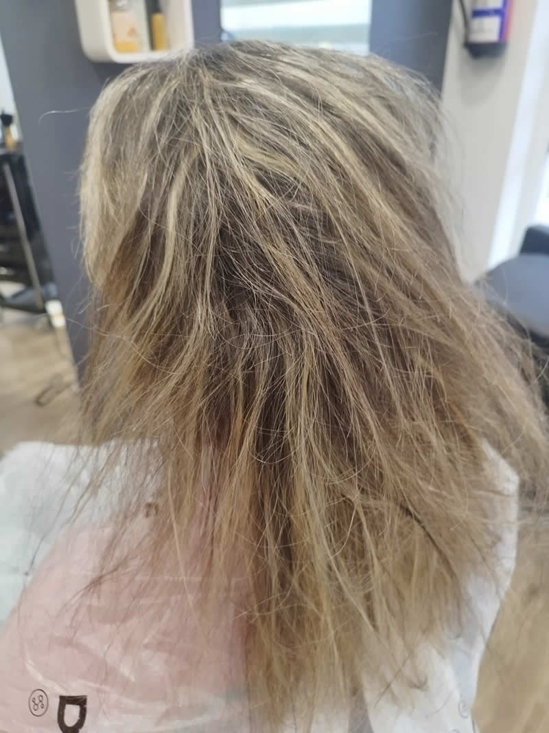 Cabello antes de tratamiento de alisado